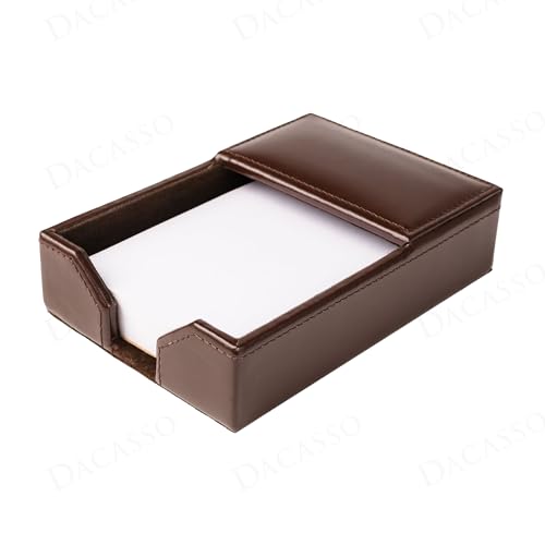 Dacasso Dark Brown Bonded Leather Memo/Note Holder for Desktop - Executive Decor & Office Organization Essential
