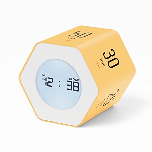 Mooas Multi-Hexagon Clock Cube, Digital Clock, Pomodoro Timer with Backlight 12/24H Count up & Countdown, Flip Timer, Various Time Presets - Ideal for Classroom, Gym, Office (Yellow)