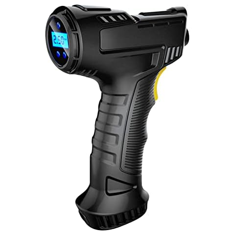 Shkalacar Handheld Tire Inflator 120W Wireless Car Air Compressor USB Rechargeable Digital Pressure Gauge Display Inflatable Pump with LED Flashlight Cover