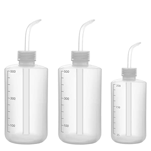 JESSTOLO 3 Pezzi Bottiglie di Plastica da Spremere, 500 ml/250 ml Bottiglie di Sicurezza Wash Bottiglie Traslucida per Giardinaggio/Innaffiare Piante/Laboratorio/Oli/Liquidi