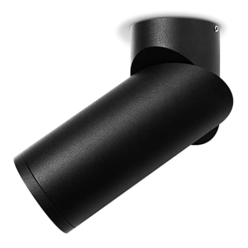 Aufbauspot Schwarz - Schwenkbar Aufbaustrahler mit GU10 Fassung - Aufbauleuchte aus Aluminium Runde Deckenspots Aufputz Spots Verstellbare Deckenstrahler für Wand & Decke, 58 x 150mm,Ohne Leuchtmittel