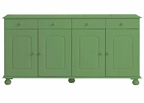 Image of APRODZ Solid Wood Sideboard Cabinet for Living Room | Wooden Storage Cabinet with 3 Drawers & 3 Doors | Kitchen Crockery Cabinet | Drawer Cabinet for Dining Room Bedroom | 161x35x79 cm,Mossy Garden