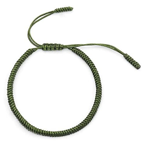 Handmade String/Rope Adjustable Lucky Tibetan Bracelet - Red - Minimalist - Men, Women, Unisex - Friendship, Luck, Love Bracelets (Green) Cover
