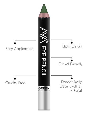 Image of AYA Eye Pencil For Kajal /Eye Liner - Green 2.8g | Glides Smoothly | Creamy smooth formula | Light weight