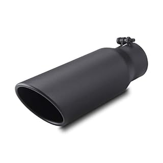 LCGP 3" Inlet Black Exhaust Tip,3" x 4" x 12" Universal Bolt On Stainless Steel Diesel Exhaust Tailpipe Tip