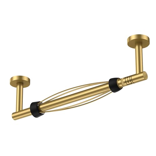 Image of FORIOUS Paper Towel Holder Under Cabinet, SUS304 Wall Mounted Commercial Paper Towel Holder, One-Handed Tear Hanging Paper Roll Holder with Ratchet Mechanism for Kitchen Bathroom (Brushed Gold)