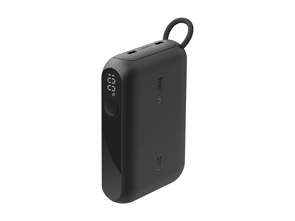 Belkin Power Bank 10000 mAh, Przenośna ładowarka z 2 portami USB-C, cyfrowy wyświetlacz, ładowanie urządzeń iPhone serii 16 i 15, Samsung Galaxy S25, S24, Pixel 9, iPad z mocą 20 W – Czarna