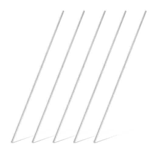 MECCANIXITY 316 Stainless Steel Rod 1/8"(3mm) 9.84"(250mm) Length, Solid Steel Round Bar Metal Shaft Rods Lathe Bar Stock for Industrial DIY Project and Metal Working, Pack of 5