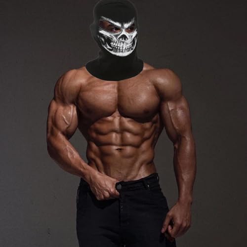 Skeleton Skull Balaclava Mark, Ghost Death Mark, Windproof Warmer Headwear for Outdoor Riding, Ski Snood Mask - Black Halloween Cosplay Masks