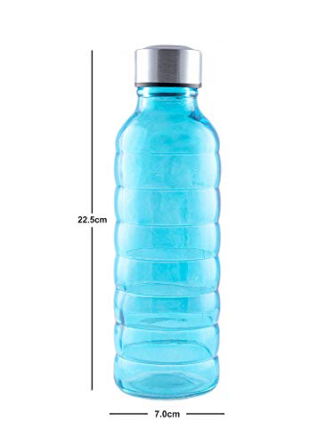 Image of White Gold Glass Water Bottle for Fridge Multi Colors 500 ml, Set of 3