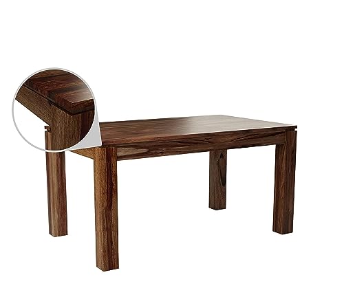 Image of RECTART Nexa Square Solid Sheesham Wood Dining Table with 6 Chairs, 7- Piece - Honey Teak Brown