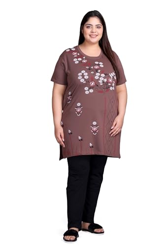 Image of In Love Women's Plus Size Printed Cotton Night Suit Set Short Sleeve | Cotton fabric - soft night suit set for sleepwear and home comfort