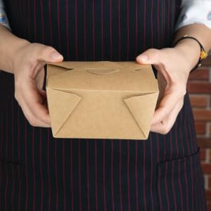Cajas Americanas de Cartón Kraft 1350 ml (150x120x65mm) - A Prueba de Fugas, Resistentes a Líquidos y Grasas, Perfectas para Comida para Llevar - Pack de 300 Unidades (1350ML 150x120x65mm)