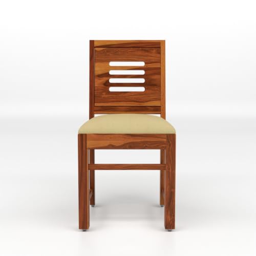 Image of Solid Sheesham Wood Dining Chair Set of 2 with Cushion | Wooden Dining Chairs for Living Room, Dining Room & Office | Comfortable Study Chair for Home & Office | Rosewood Finish