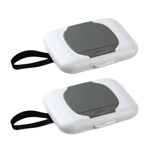 PandaEar 2 Pack Portable Baby Wipes Dispenser | Refillable Wet Wipe Case with Secure Lid and Carrying Strap for Travel, Diaper Bag, Car, and Nursery,...