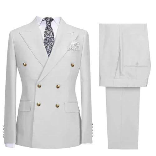 Men's Double Breasted Suit Blazer and Pants Set Formal Wedding Business Event Slim Fit Comfortable Suit