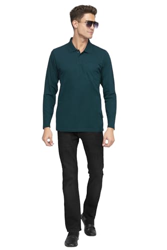 Image of Polo Full Sleeve t Shirt for Men Cotton with Pocket and Collar - Regular Fit Tshirt