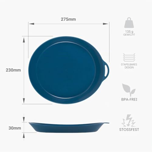 Lifeventure Ellipse wiederverwendbar 4-Teiliges Geschirr Set: Messer/Gabel/Löffel, Teller, Schüssel, Becher für Camping, Reisen & Outdoor – Ansicht 5