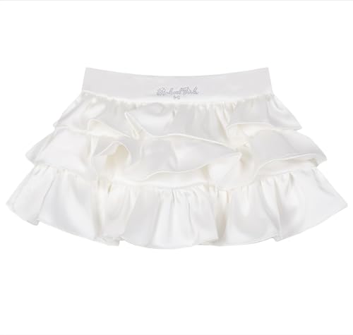 Y2k Satin Mini Skirt Ruffle Hem Shoujo Skirt Cute Pleated Skirts A Line High Waised Mini Dress