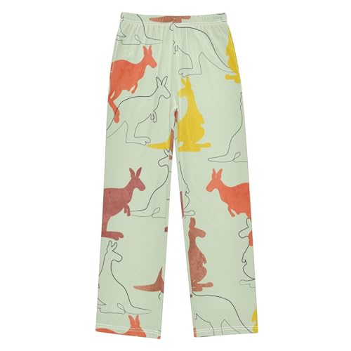 Kangaroo Outline Boys Pants Boys Athletic Pants Long Pant for Boywith Pockets Wide-Leg Size 6-14Y