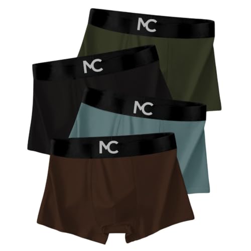 Image of Men's Premium Microfiber Boxer Briefs for Men | Soft Stretch Breathable Innerwear | Moisture-Wicking Comfortable Trunks with Elastic Waistband | Multi Color Pack of 4