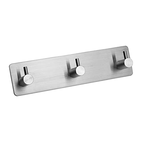 Image of Self Adhesive Towel Hooks for Bathrooms Stick on Wall hooks 3 Coat hooks