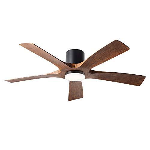 Aviator Smart Indoor And Outdoor 5-Blade Flush Mount Ceiling Fan 54In Matte Black Distressed Koa With Remote Control (Light Kit Sold Separately) Works With Alexa, Google Assistant, Samsung Things, And Ios Or Android App #TOP4