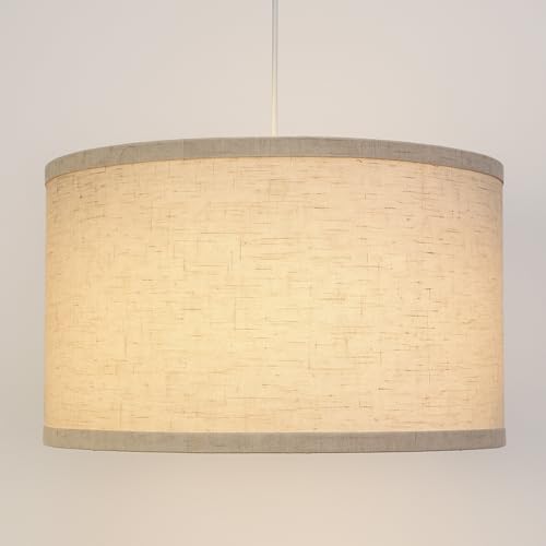 ZEONX Lampenschirm aus Leinen, 40 cm, Beige – extra großer Lampenschirm für Deckenleuchten, Tisch- und Stehlampen, kompatibel mit E26 und E27, einfache Passform für Wohnzimmer, Schlafzimmer, Büro