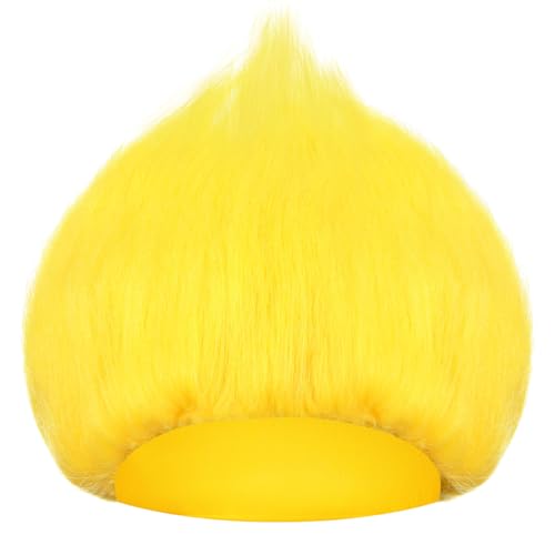 Image of Geyoga 1 Pcs Funny Wig Crazy Hair for Halloween Party,Yellow | Funny Colorful Wig Adults Use, Unisex Funky Hairband, Halloween Mardi Gras Cosplay Costume Party Accessories