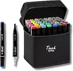 Estojo Caneta Marcador Touch para Colorir Desenho Boobie Goods Profissional, Ponta Dupla, Codificados por Cores, Caixa de Bônus marcadores artisticos, Canetinha Coloridas para Boobie Goods (48 Cores)