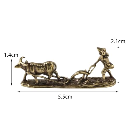 Figura de vaca de bronce miniatura para decoración miniatura 3