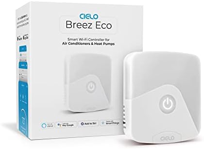 Cielo Breez Eco Smart AC Controller | Works with Mini Split, Window & Portable ACS | WiFi, Alexa, Google, SmartThings, Free Apps, NO Monthly Subscription | Schedules, Geofencing, Comfy & More (White)