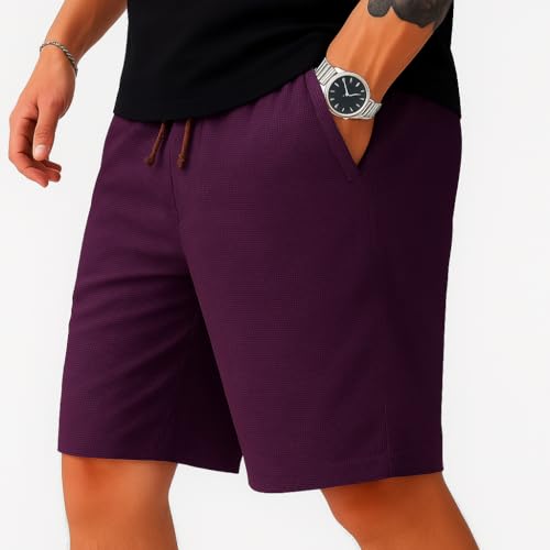 Image of Vogaan Men's Casual Slim Fit Shorts | Stylish Knee-Length Shorts with Elastic Waist | Summer Wear Short with Side Pockets for Gym Travel & Outdoor