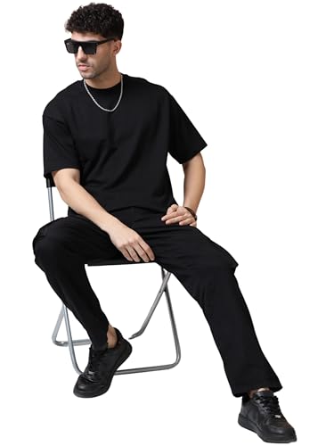 Image of Men's 240 GSM Cotton Oversized Tee - Heavyweight Bio-Washed Fabric | Premium Street Style | Super Soft, Thick & Breathable T-Shirt