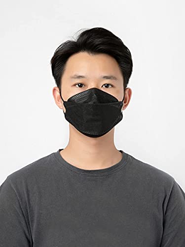 Image of KF94 BLACK Korean Fish Shape Reusable Face Mask with Inbuilt Nose Pin (10 Pcs)