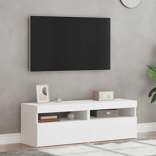 Meuble TV gain de place blanc pour petits espaces LED