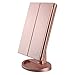deweisn Specchio Trucco con 21 LEDs, Specchio di Vanity Trifold Ruota di 180° Ingrandimento 1x / 2X / 3X Specchio per Il con Touchscreen per Il Trucco e la Cura della Pelle (Oro Rosa)