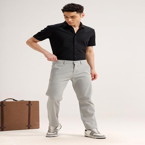 Image of BASICS Premium Cotton Stretch Formal Trousers for Men | Office Pants