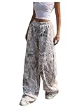 GORGLITTER Women's Camo Baggy Sweatpants Baggy Wide Leg High Waisted Drawstring Street Camouflage Track Pants Multicolor X-Small