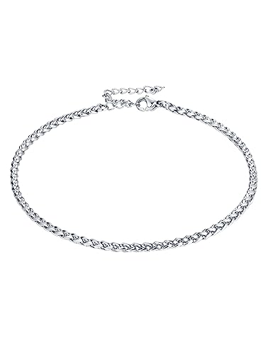 Image of FaithHeart Waterproof Ankle Bracelets for Women, 1 /2 /3Pcs Non Tarnish Stainless Steel Layered Anklet Set Paperclip Figaro Cuban Link Chain Dainty Summer Beach Jewelry Gift Adjustable Size