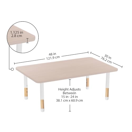 Image of 30 inch x 48 inch Rectangle Kids Classroom Table with Adjustable Chunky Wood Legs