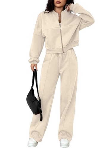 Survêtement 2 pièces femme abricot XXL avec sweat-shirt zippé et pantalon large