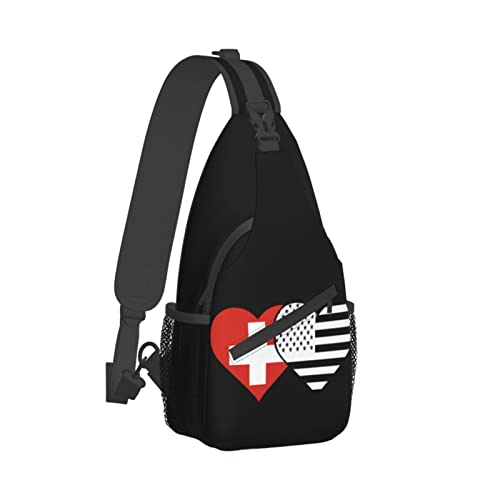 Morrales Crossbody Unisex con Bandera Suiza y Americana miniatura 3