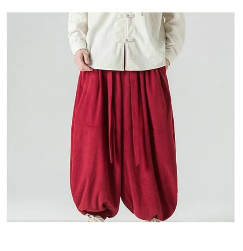 Mnjyihy Men's Streetwear Wide Leg Pants Casual Loose Solid Color Harem Pants Elastic Waist Jogging Trousers4