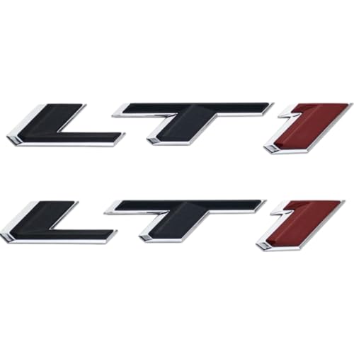Image of Pair Set LT1 Emblem 3D Side Door Badges Sticker Nameplate Replacement for Camaro (Chrome Black Red)
