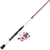 Zebco Roam Spinning Reel and Fishing Rod Combo, 6-Foot 6-Inch 2-Piece Fiberglass Fishing Pole, Split ComfortGrip Handle, Soft-Touch Handle Knob, Size 30 Reel, Pink