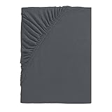 NECO'S home Spannbettlaken 120x200cm Baumwolle - Nachhaltiges Jersey Bettlaken 120x200 Baumwolle, Spannbetttuch 120x200 atmungsaktiv & weich - Anthrazit