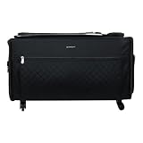 Everything Mary Jumbo Rolling Sewing Machine Case – Black Quilted Organizer with 5 Heavy-Duty Wheels – Compatible with Large Brother & Singer Sewing Machines – Durable Tote