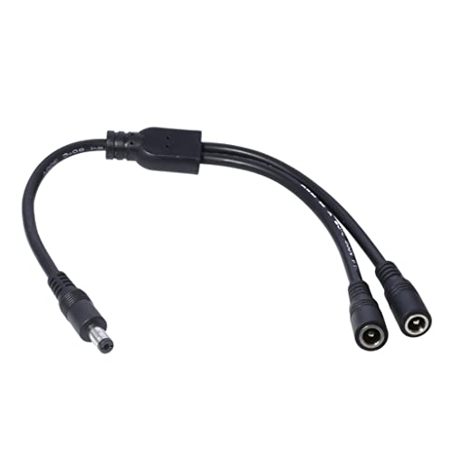 PEVive Power Splitter Cable 1 Male to 2 Female 5.5mmx2.1mm/5.5mmx2.5mm Power Adapter Cord for CCTV Security Cameras