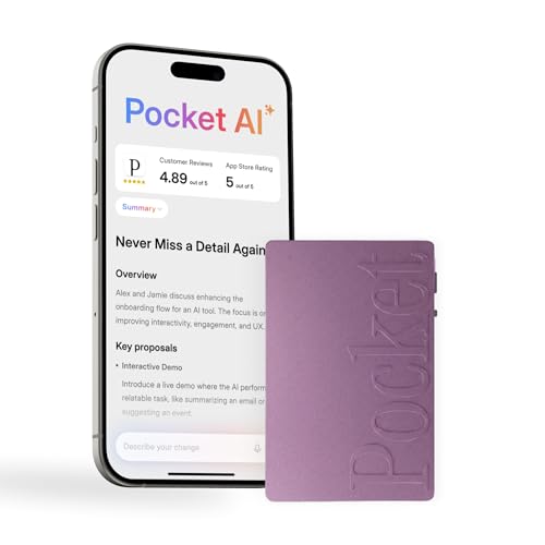 Pocket AI Voice Recorder & Smart Assistant Auto Transcription Summaries & Action Items AI Note Taker for Meetings Calls & Productivity - Baby Pink